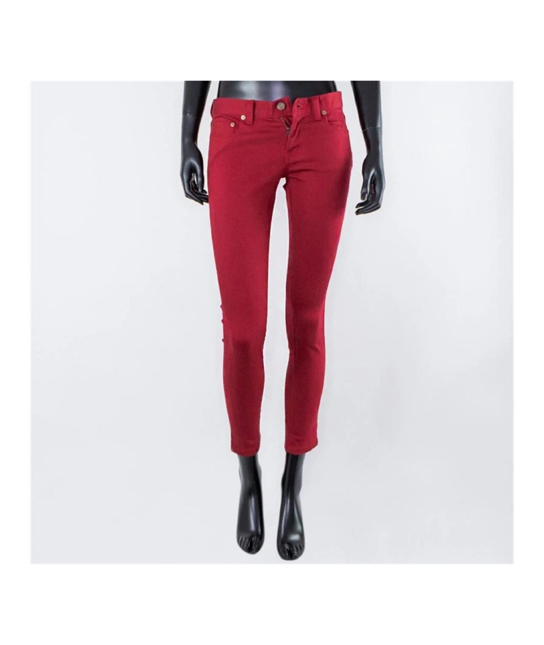 SAINT LAURENT Красные хлопковые прямые джинсы, фото 4