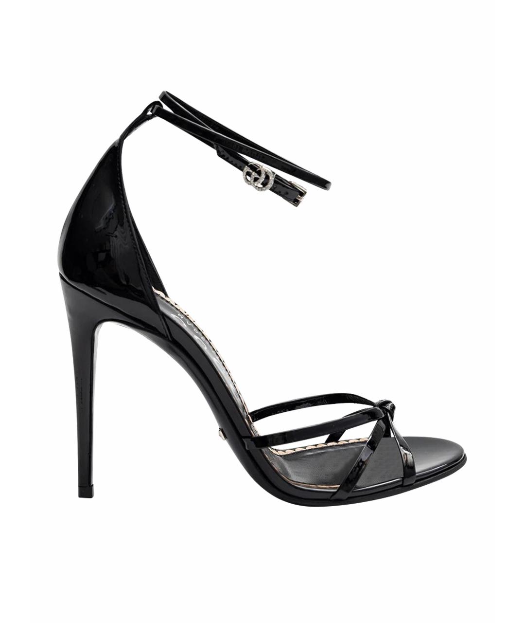 GUCCI Черные кожаные босоножки, фото 1