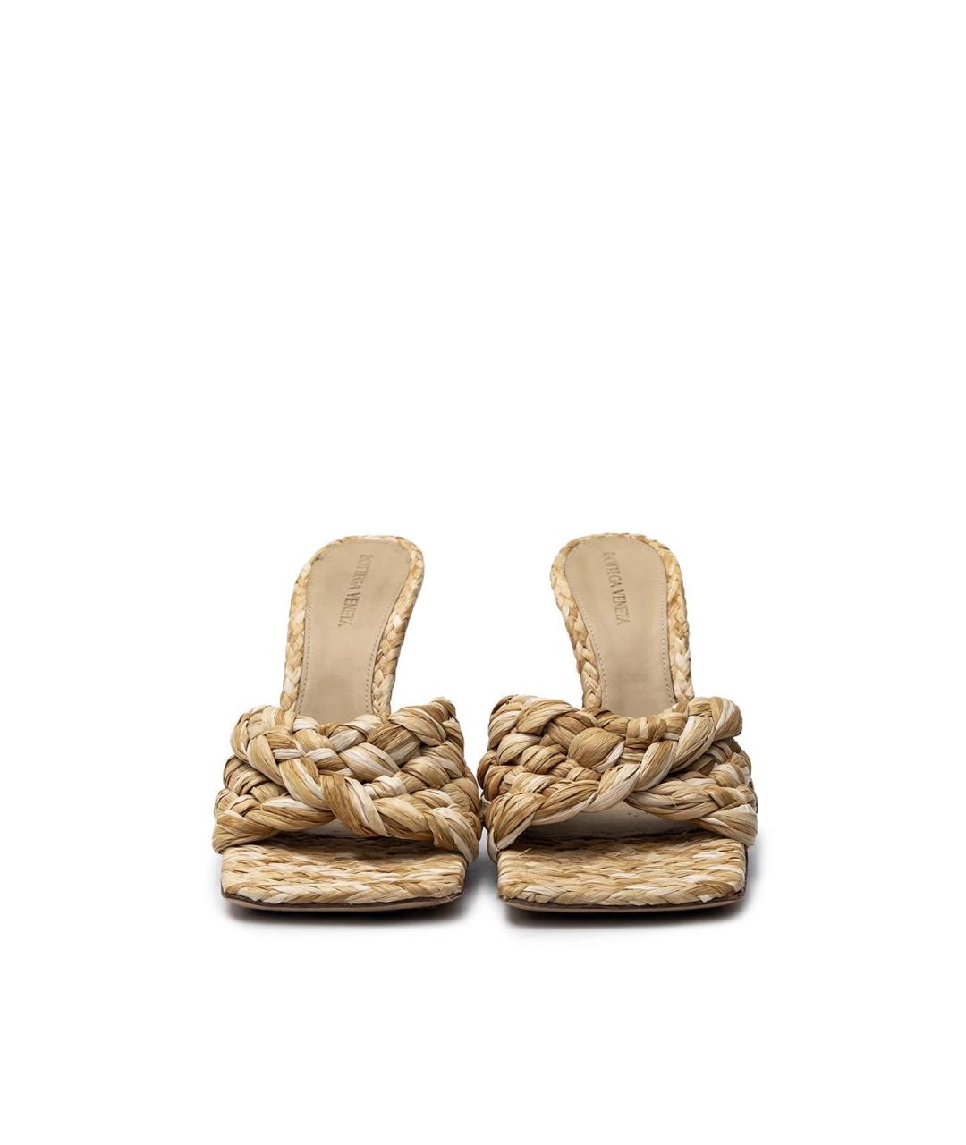 BOTTEGA VENETA Бежевые кожаные босоножки, фото 4