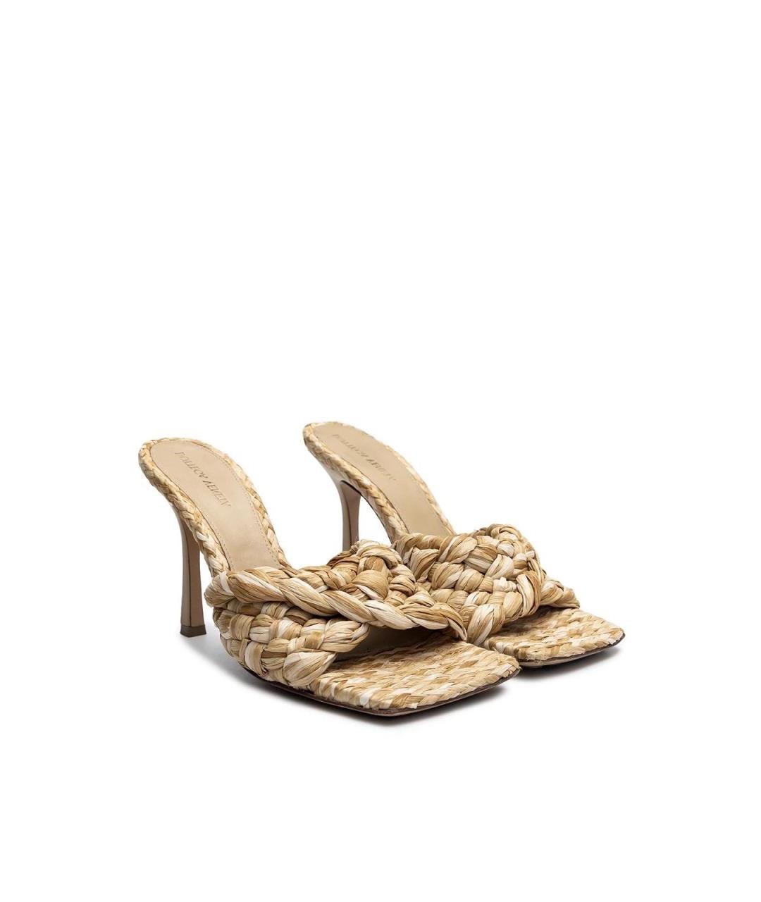 BOTTEGA VENETA Бежевые кожаные босоножки, фото 6