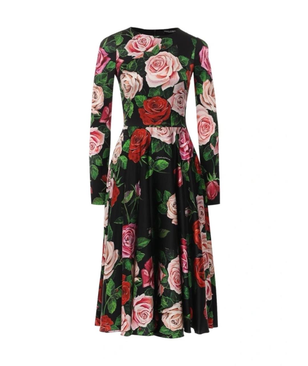 DOLCE&GABBANA Черное шелковое повседневное платье, фото 5