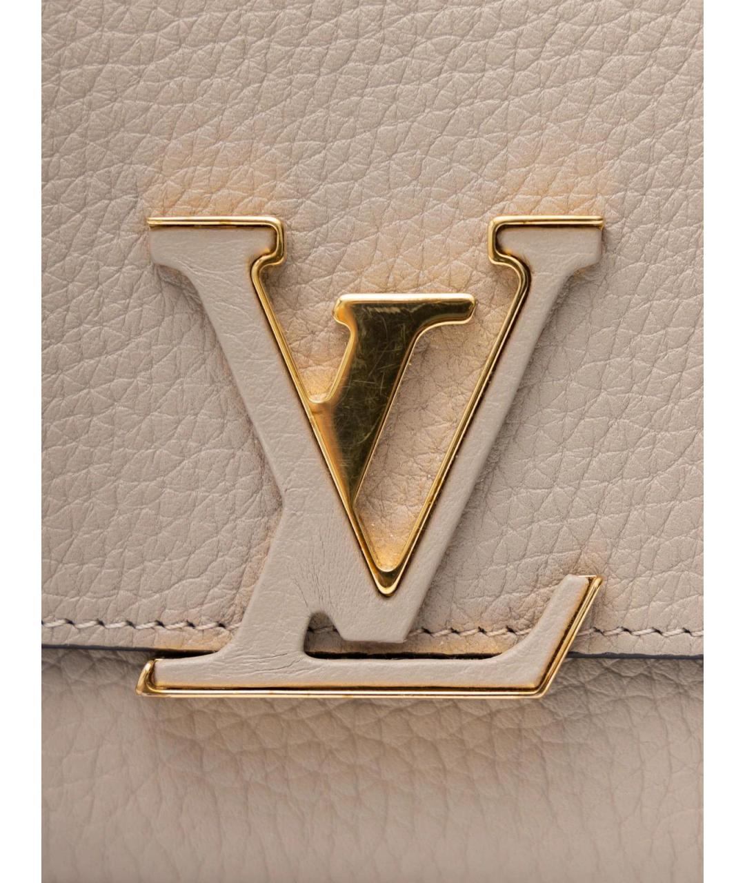 LOUIS VUITTON Бежевый кожаный кошелек, фото 4