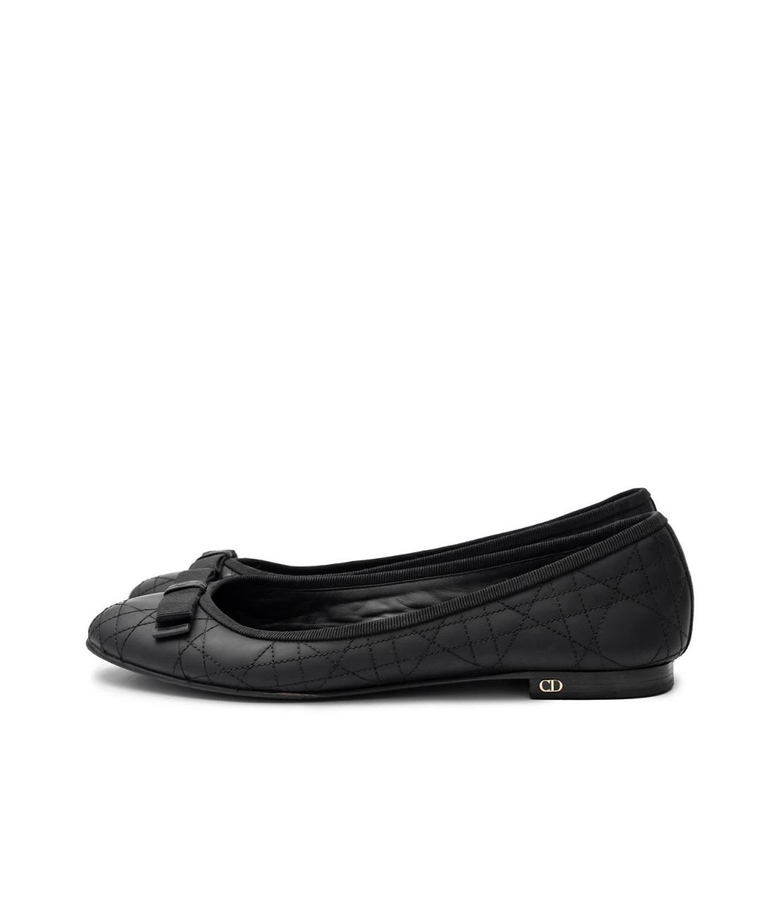 CHRISTIAN DIOR Черные кожаные балетки, фото 5