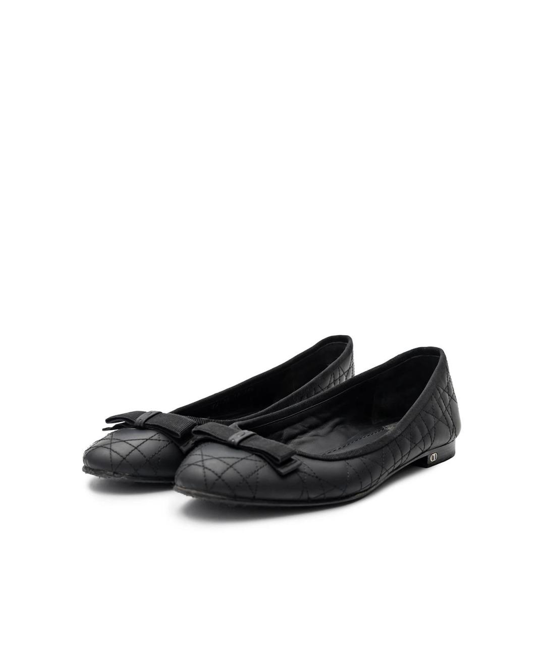 CHRISTIAN DIOR Черные кожаные балетки, фото 2