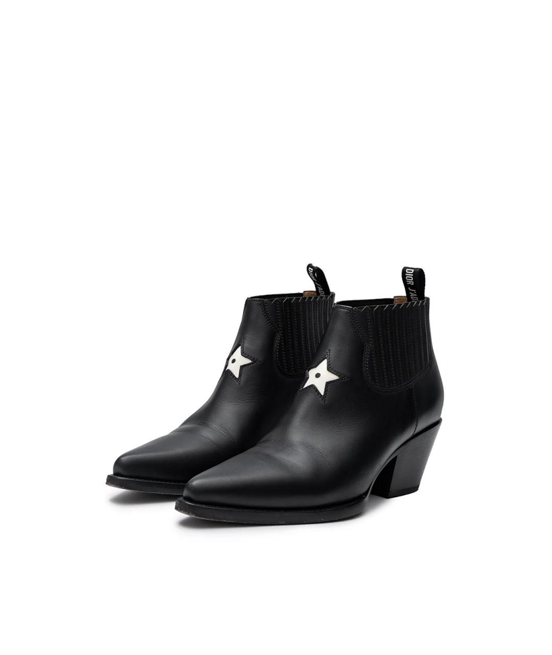 CHRISTIAN DIOR Черные кожаные ботильоны, фото 2
