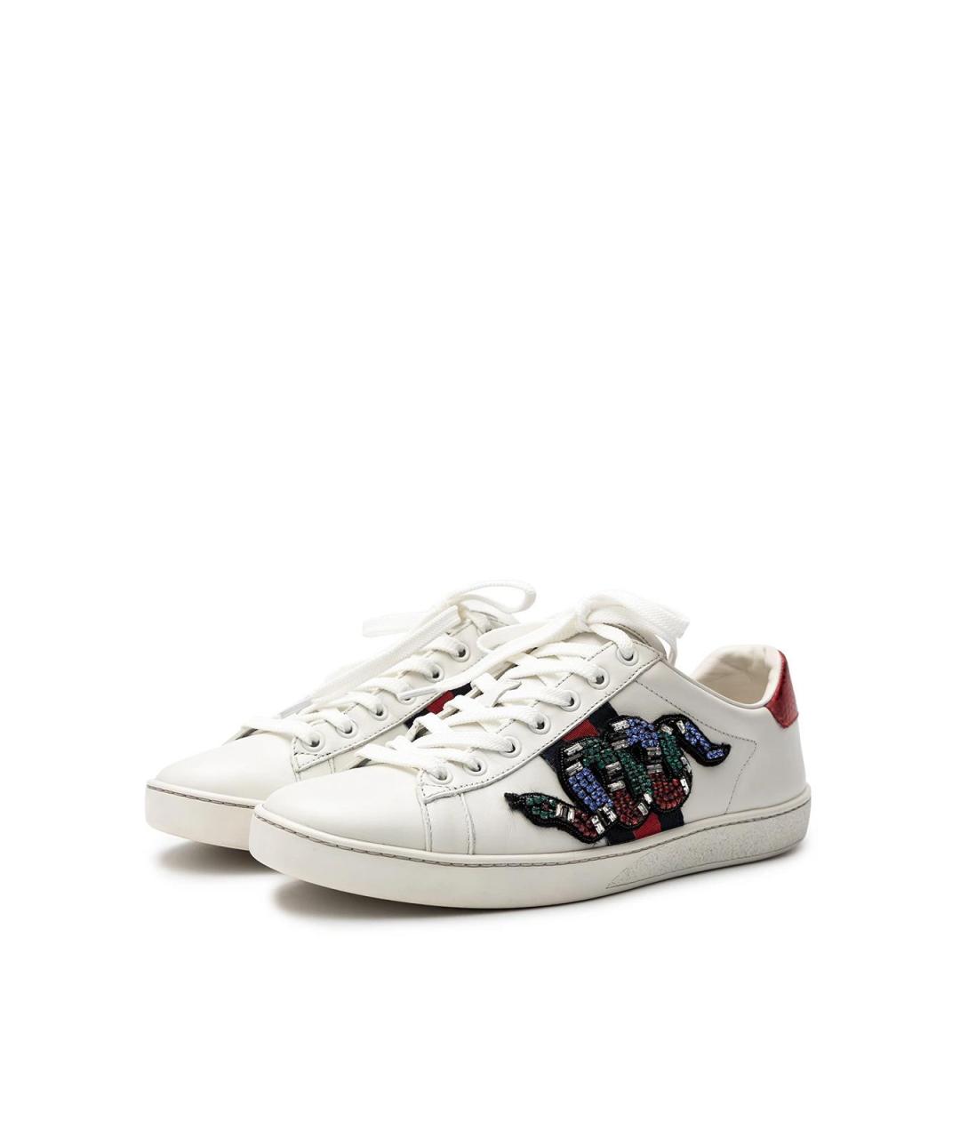 GUCCI Белые кожаные кеды, фото 2