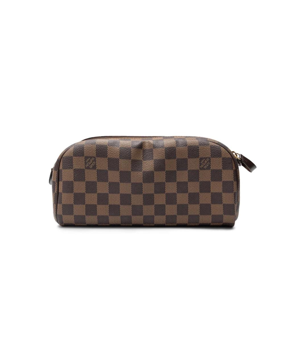 LOUIS VUITTON Коричневая кожаная косметичка, фото 3