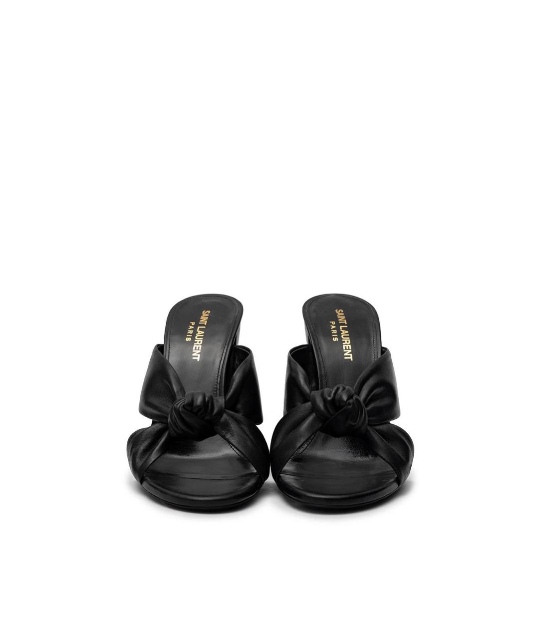 SAINT LAURENT Черные кожаные сабо, фото 4