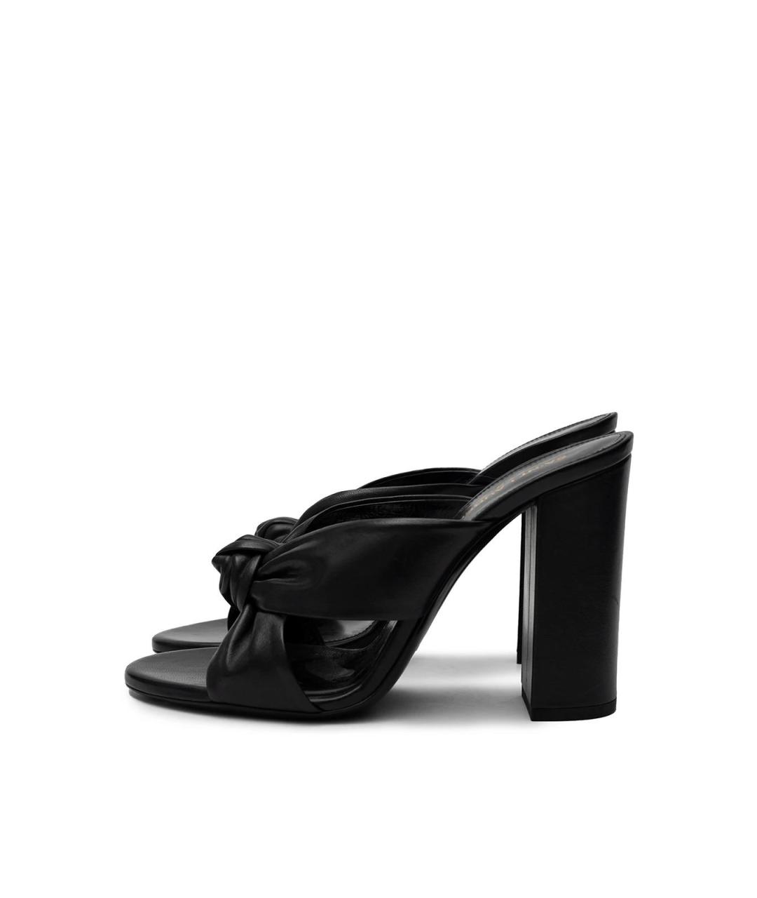 SAINT LAURENT Черные кожаные сабо, фото 5