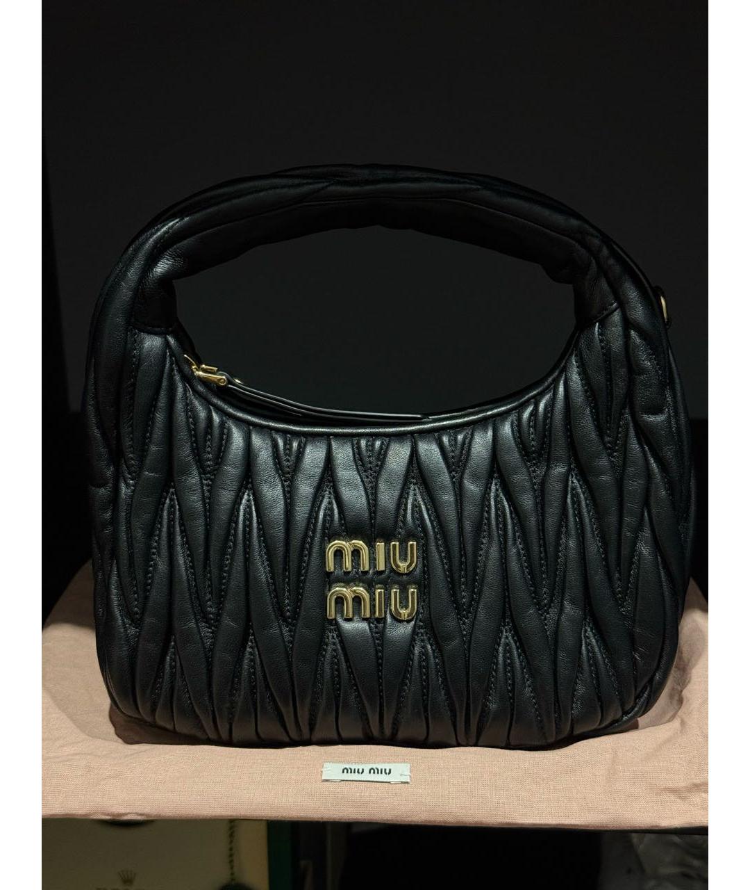 MIU MIU Черная кожаная сумка с короткими ручками, фото 9