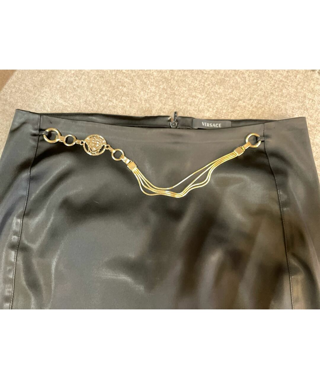 VERSACE Черная ацетатная юбка миди, фото 3