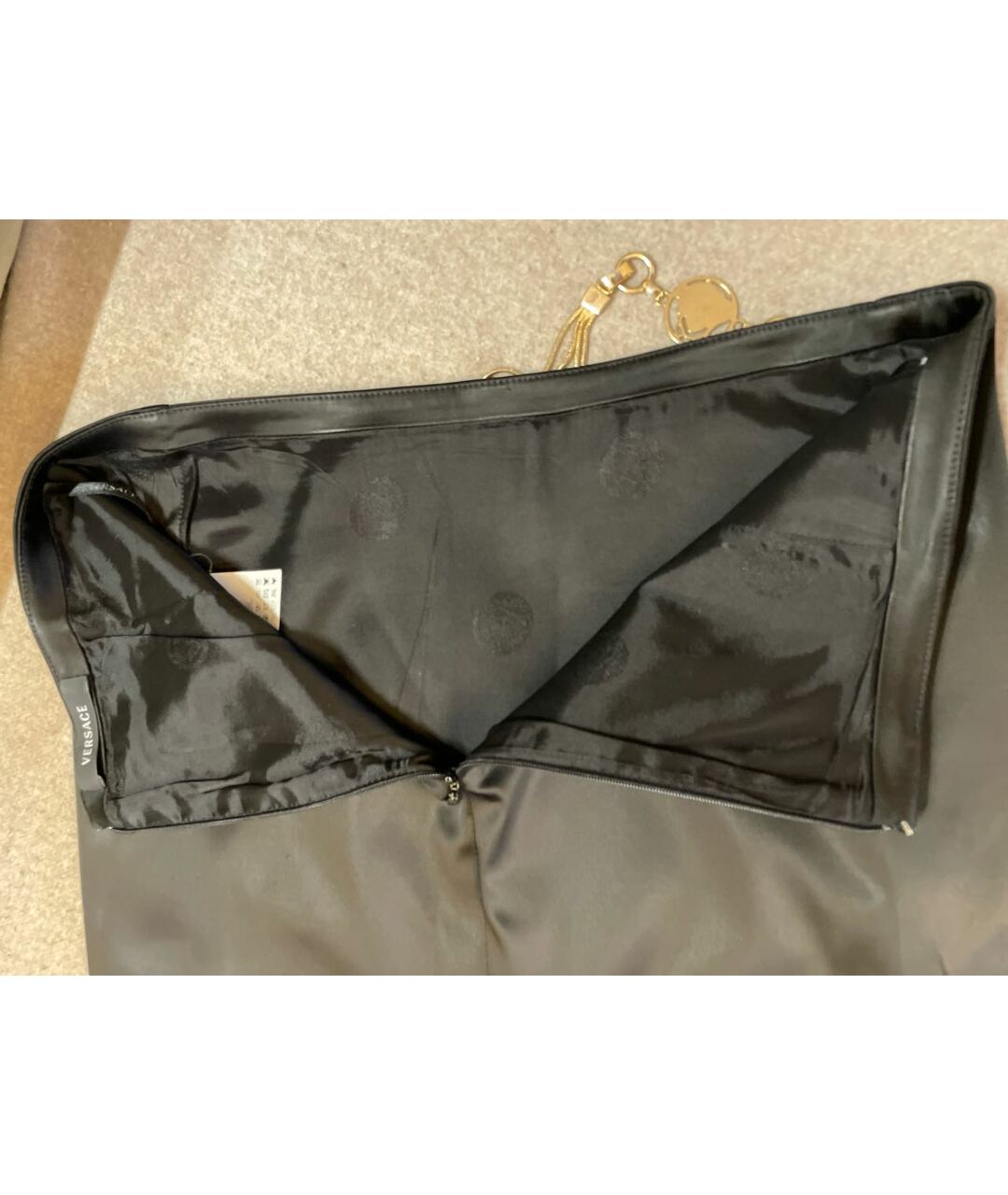 VERSACE Черная ацетатная юбка миди, фото 5