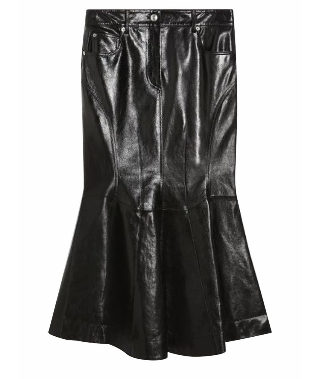 SPORTMAX Черная кожаная юбка миди, фото 1