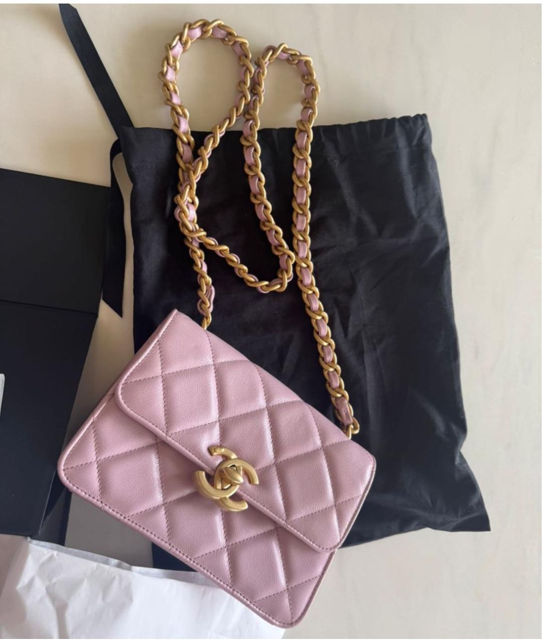 CHANEL Розовая кожаная сумка с короткими ручками, фото 2
