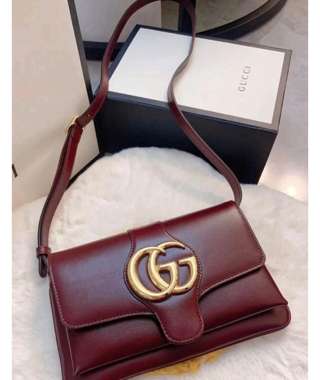 GUCCI Бордовая кожаная сумка через плечо, фото 4
