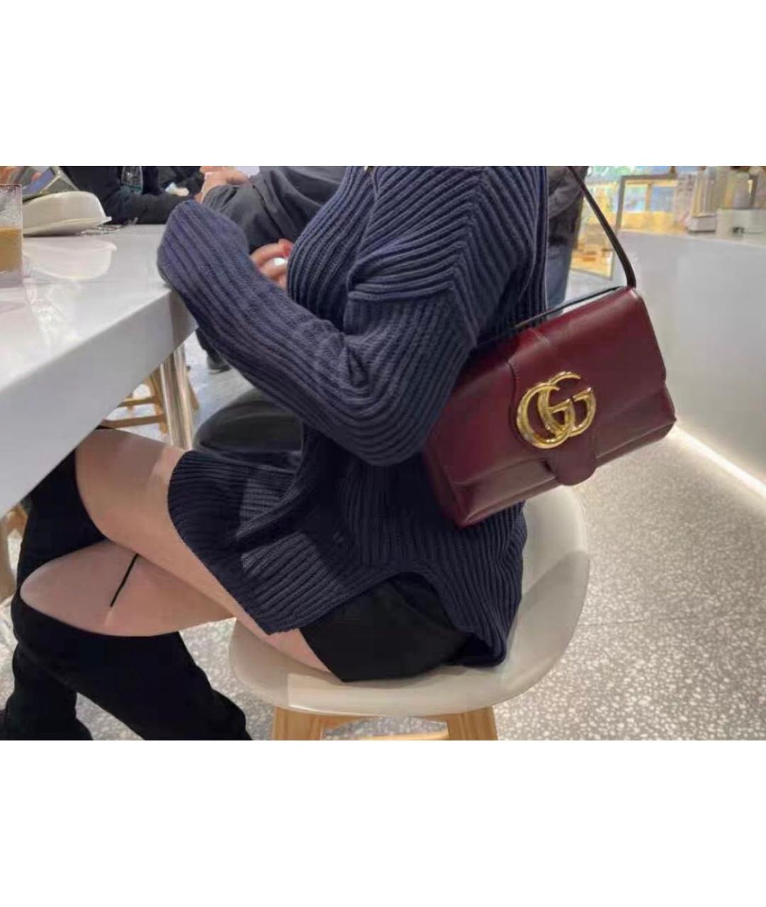 GUCCI Бордовая кожаная сумка через плечо, фото 5