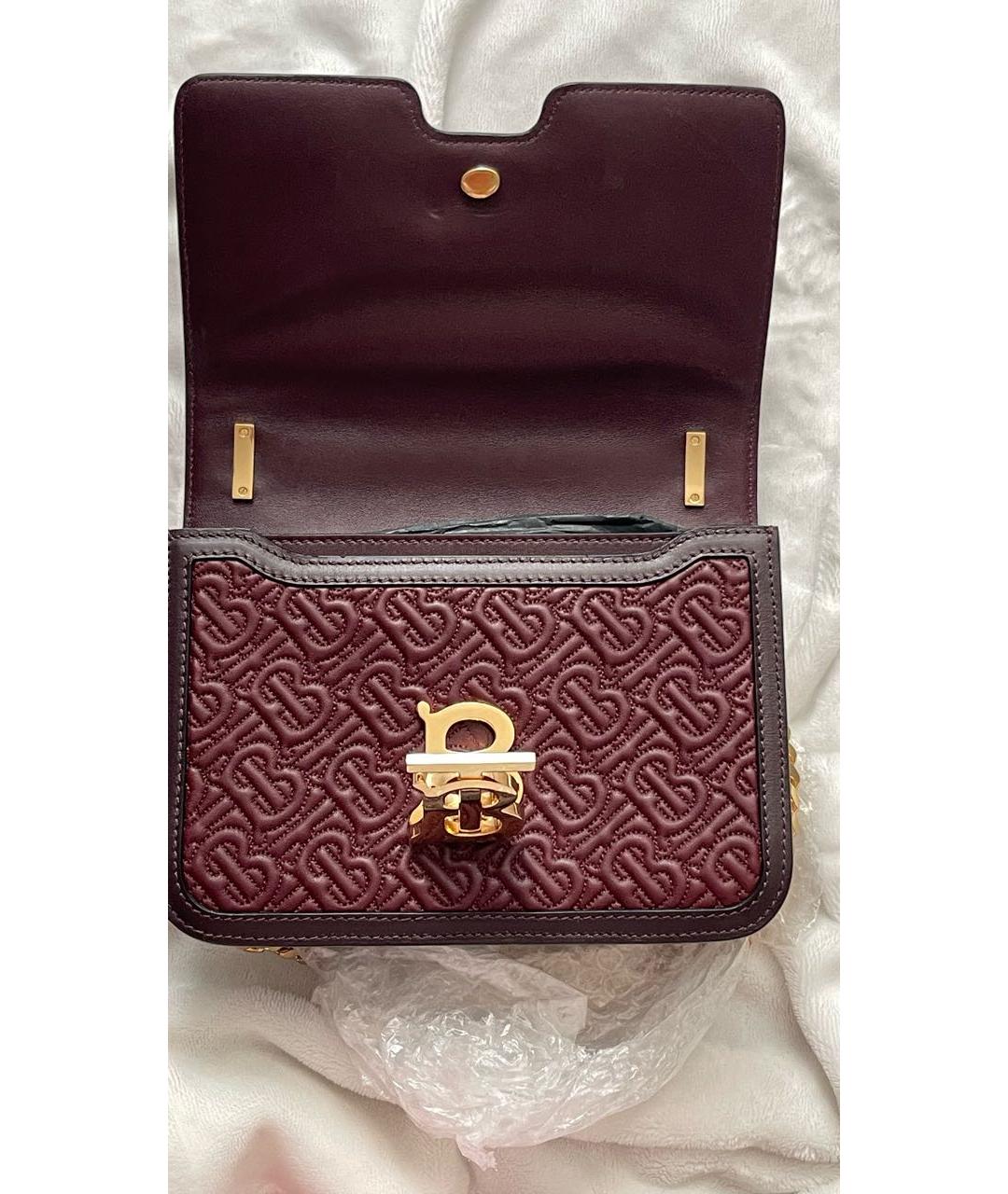 BURBERRY Бордовая кожаная сумка с короткими ручками, фото 8