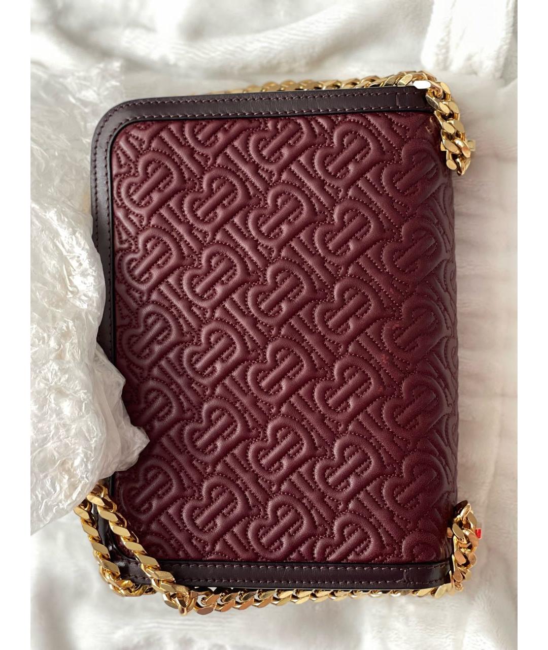 BURBERRY Бордовая кожаная сумка с короткими ручками, фото 4