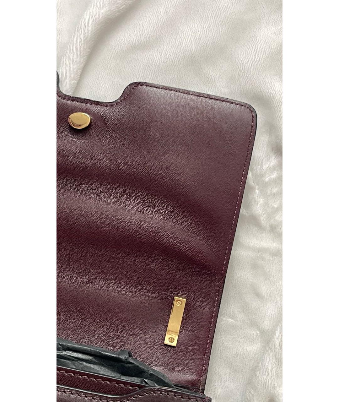 BURBERRY Бордовая кожаная сумка с короткими ручками, фото 7