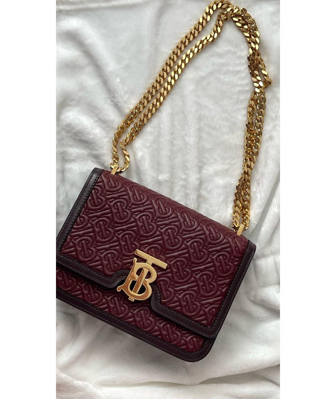 BURBERRY Бордовая кожаная сумка с короткими ручками, фото 2