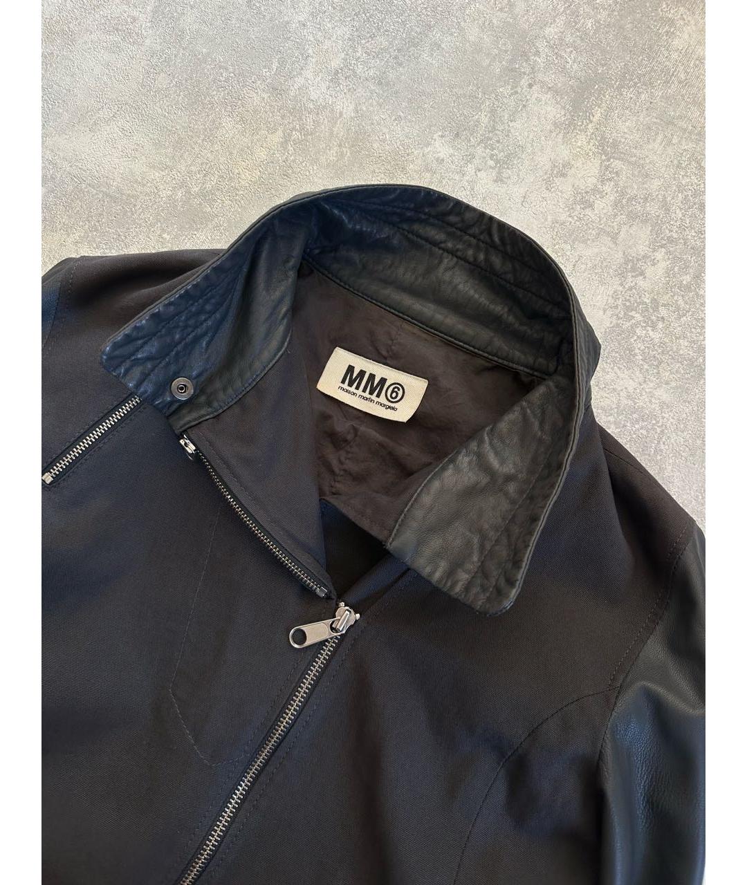 MM6 MAISON MARGIELA Антрацитовая кожаная куртка, фото 3