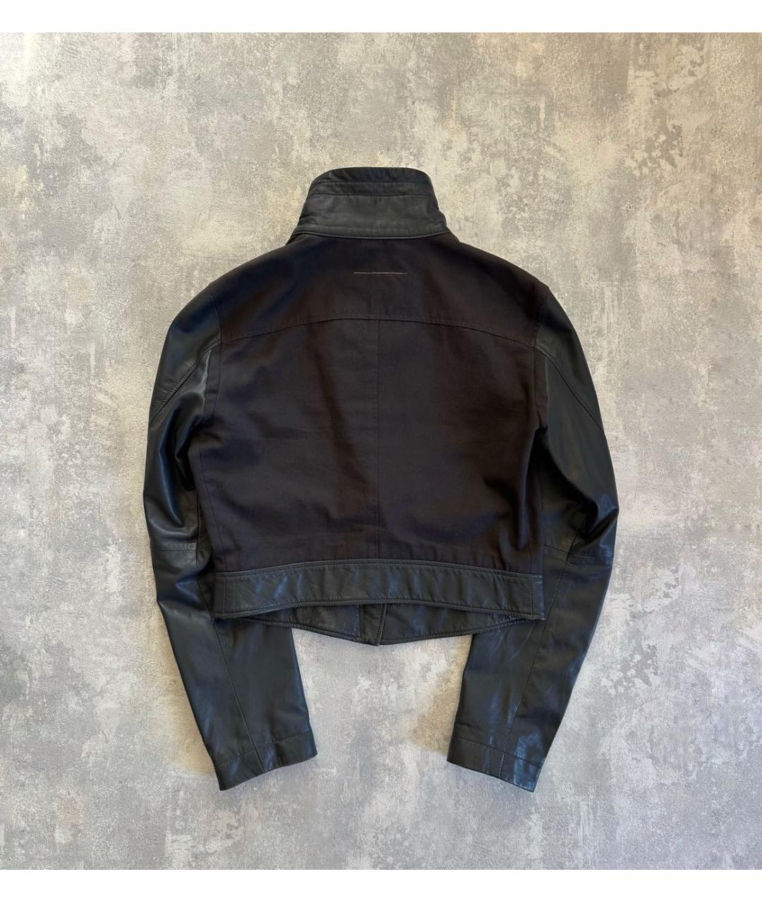 MM6 MAISON MARGIELA Антрацитовая кожаная куртка, фото 2