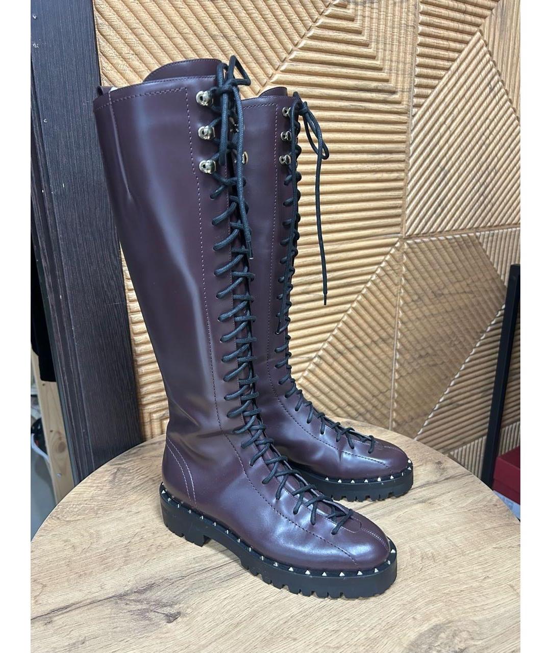 VALENTINO Бордовые кожаные сапоги, фото 7