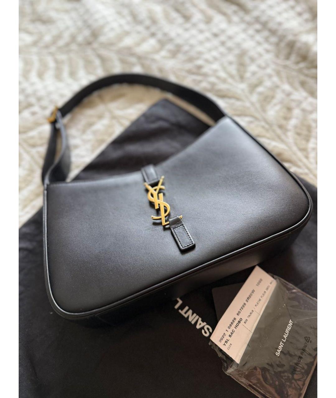 SAINT LAURENT Черная кожаная сумка с короткими ручками, фото 6