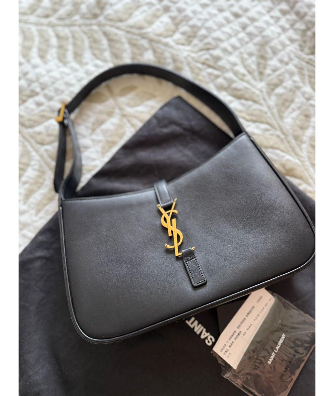 SAINT LAURENT Черная кожаная сумка с короткими ручками, фото 3