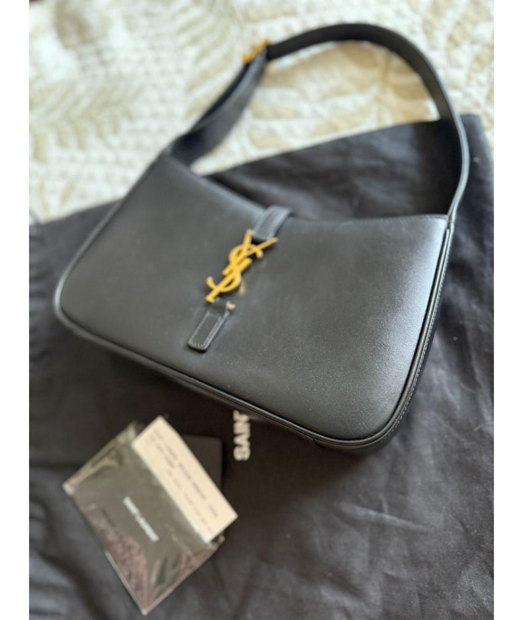 SAINT LAURENT Черная кожаная сумка с короткими ручками, фото 2