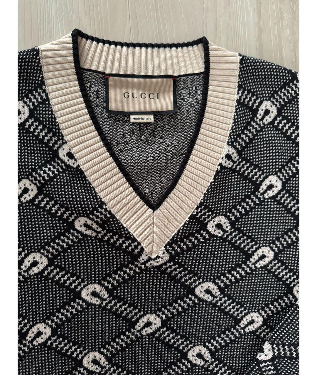 GUCCI Черный хлопковый джемпер / свитер, фото 2