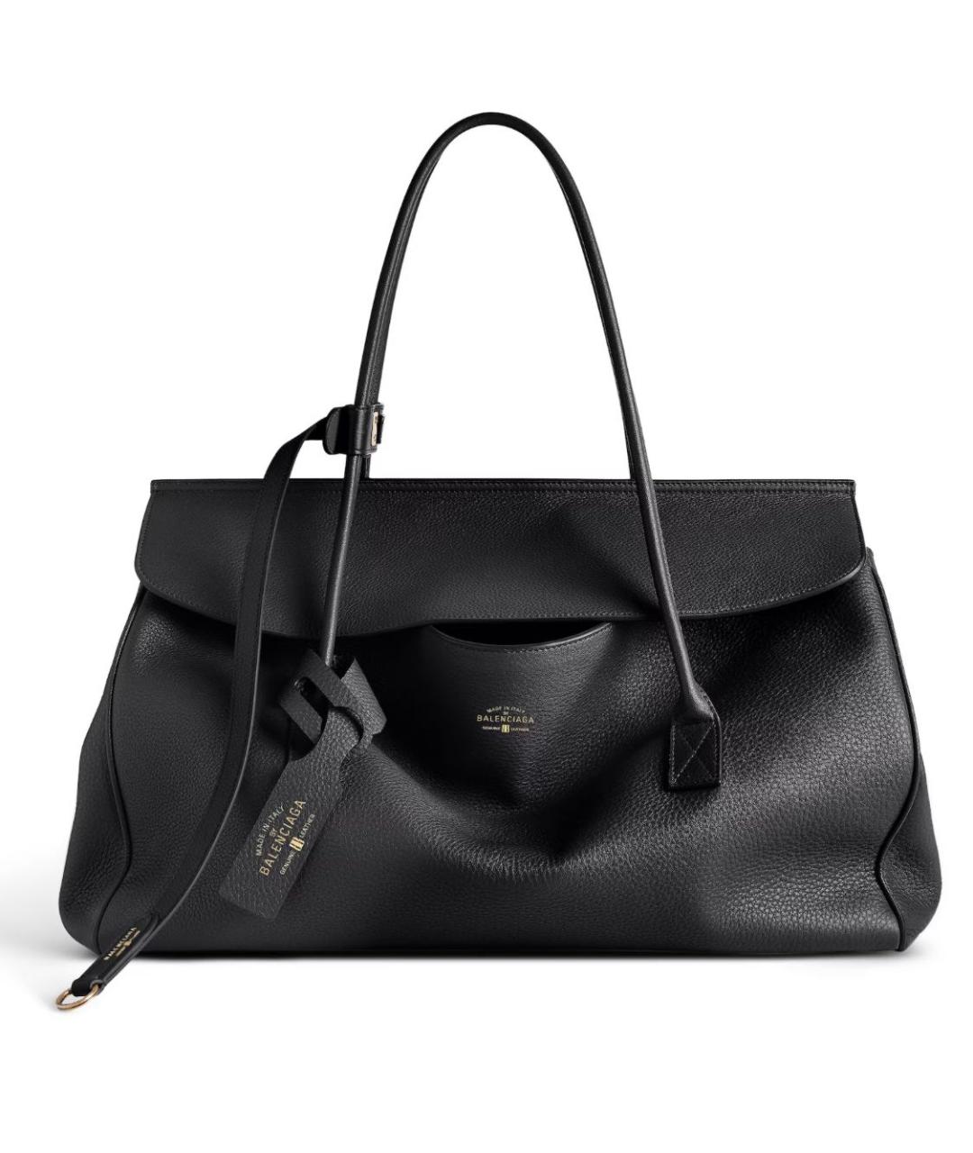 BALENCIAGA Черная кожаная сумка тоут, фото 1