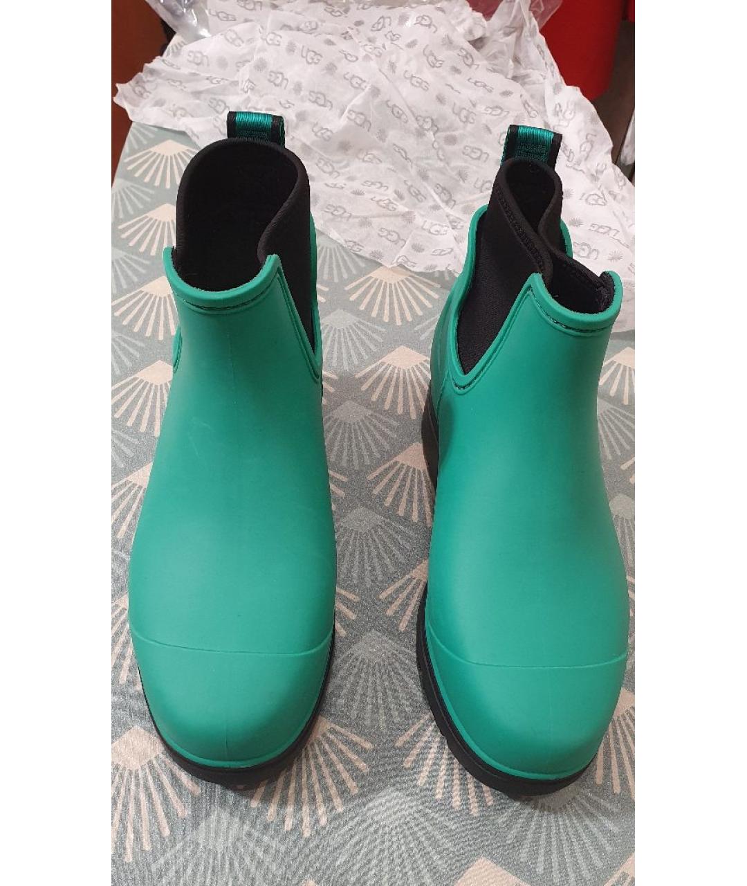 UGG AUSTRALIA Зеленые резиновые полусапоги, фото 3