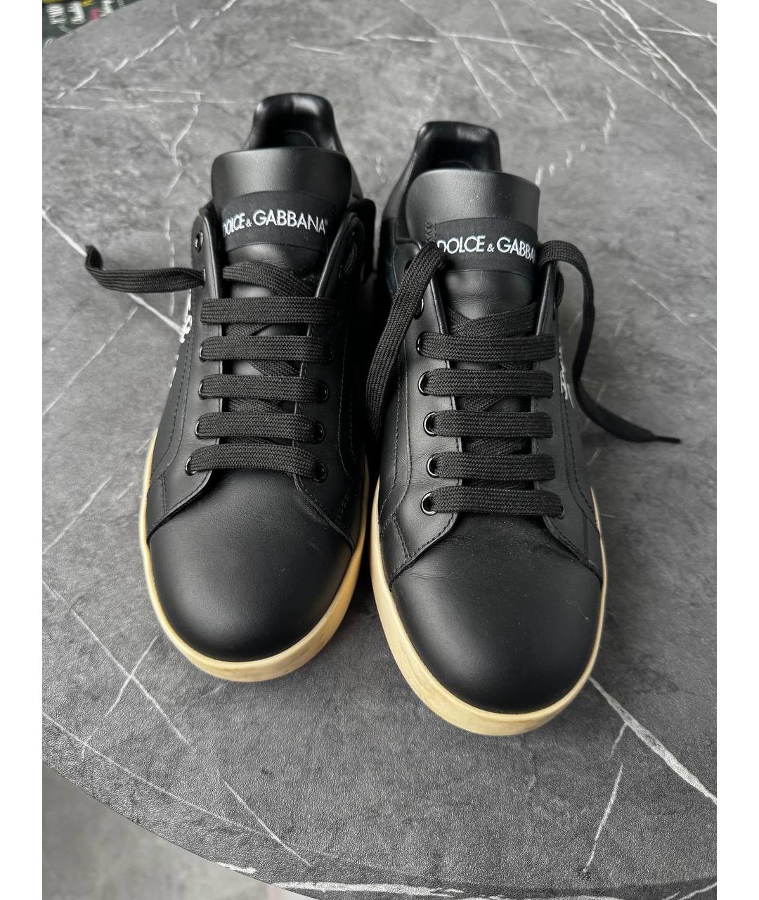 DOLCE&GABBANA Черные кожаные кроссовки, фото 5