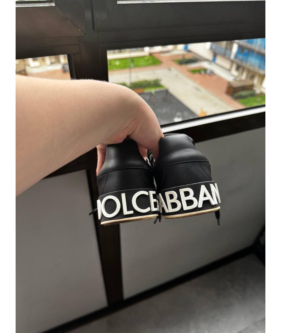 DOLCE&GABBANA Черные кожаные кроссовки, фото 3