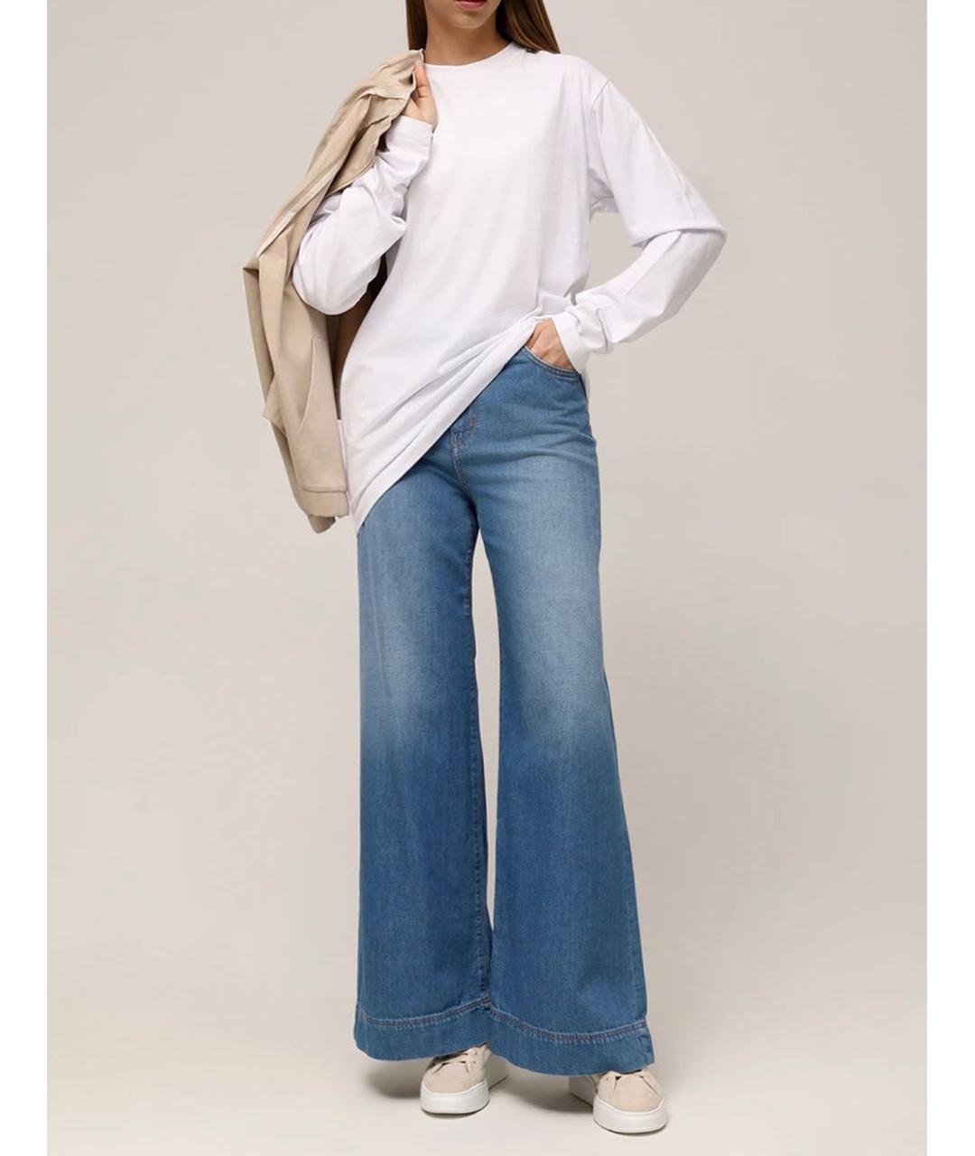 MAX MARA STUDIO Синие хлопковые джинсы клеш, фото 8