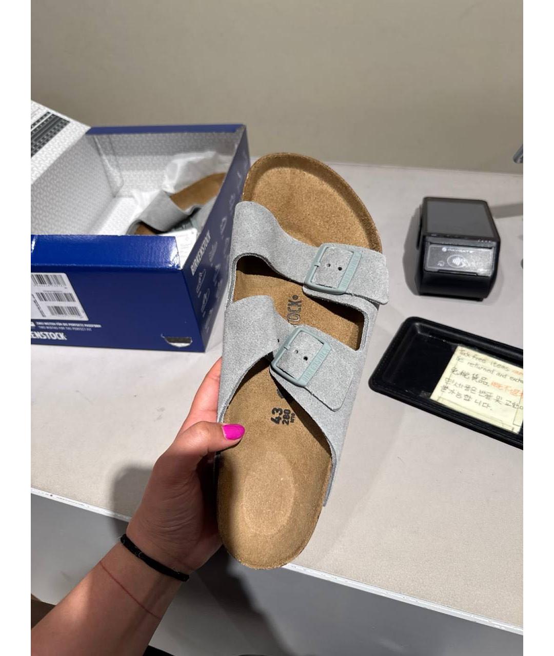 BIRKENSTOCK Серые замшевые сандалии, фото 6