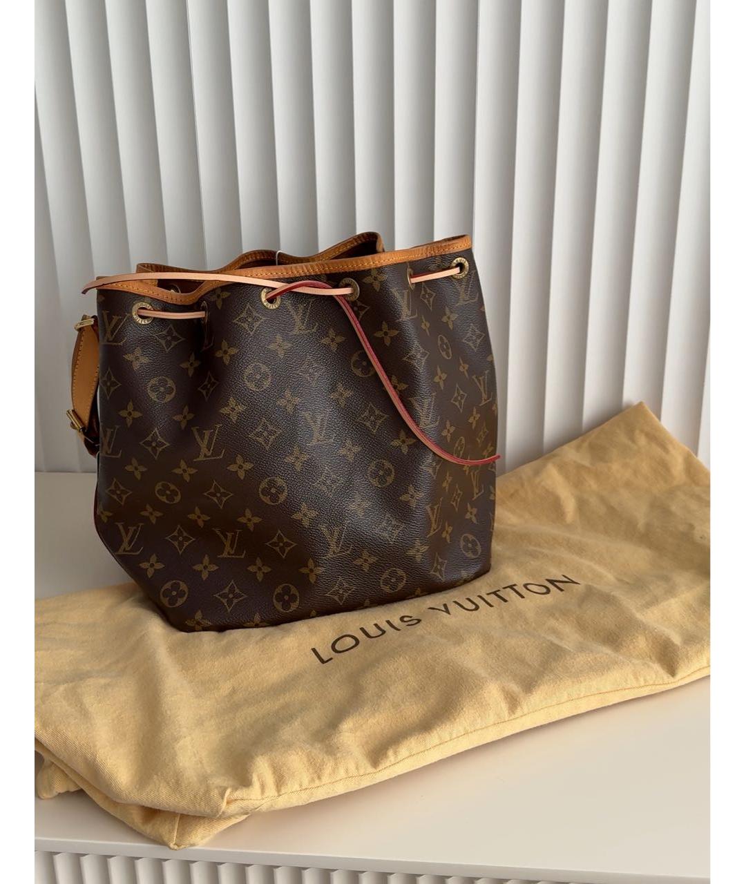 LOUIS VUITTON Коричневая кожаная сумка тоут, фото 7