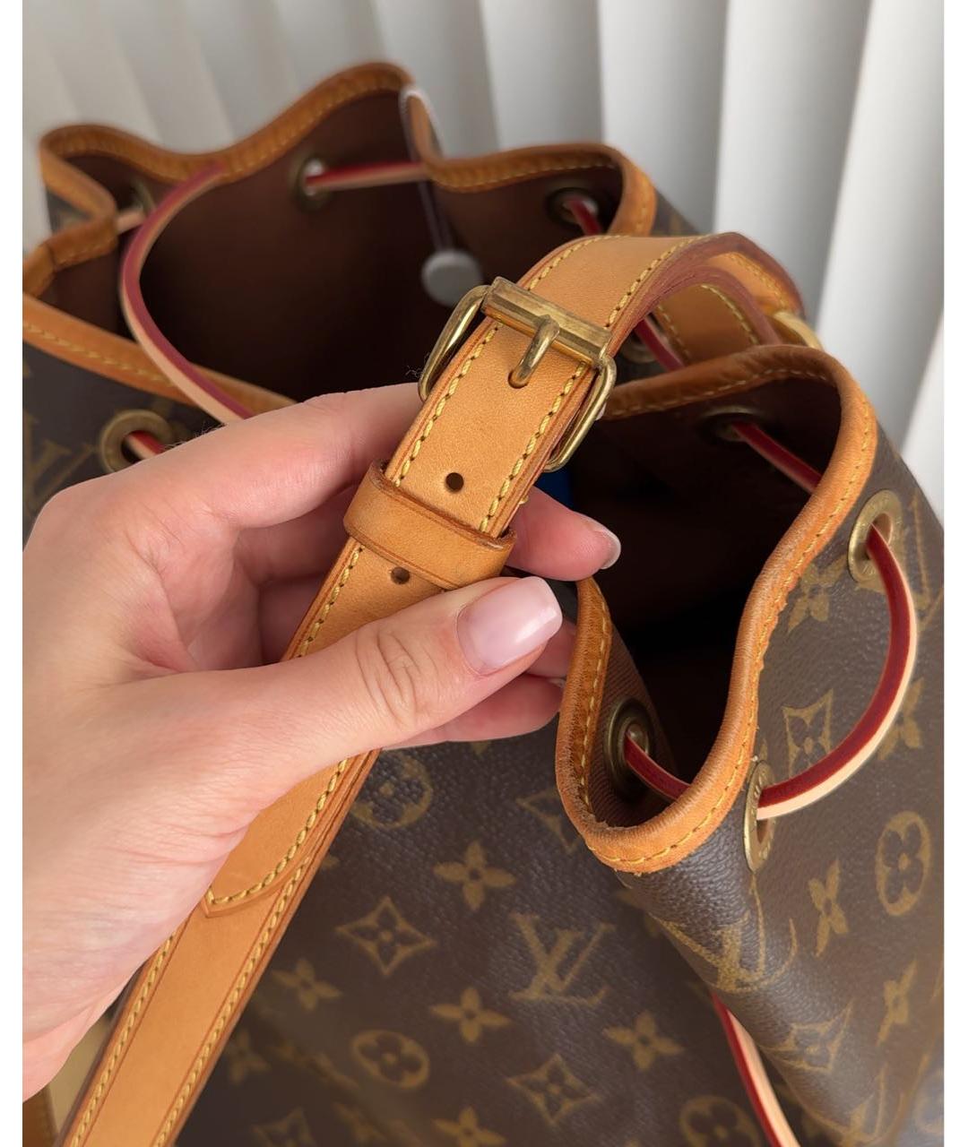 LOUIS VUITTON Коричневая кожаная сумка тоут, фото 8