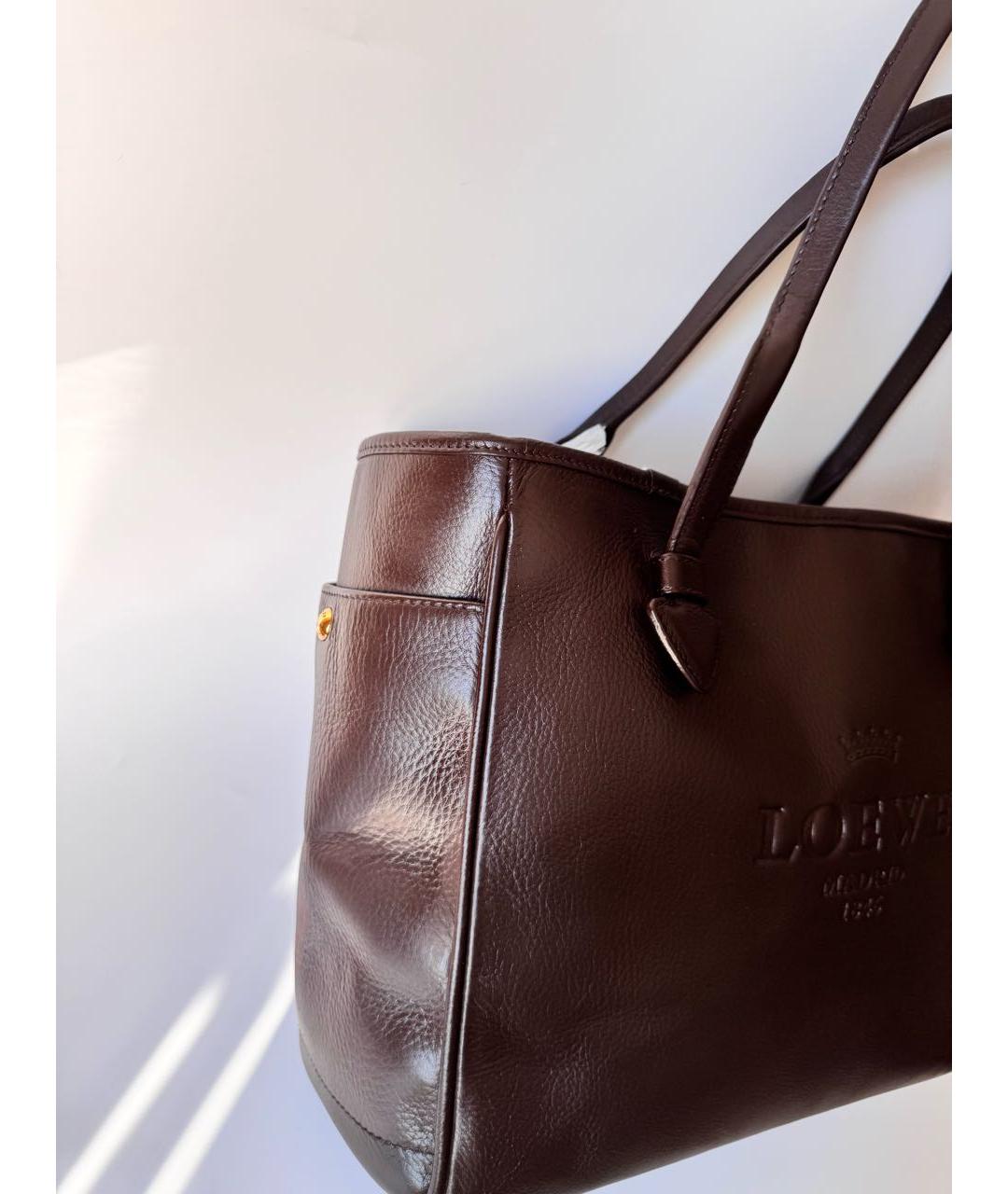 LOEWE Коричневая кожаная сумка тоут, фото 3