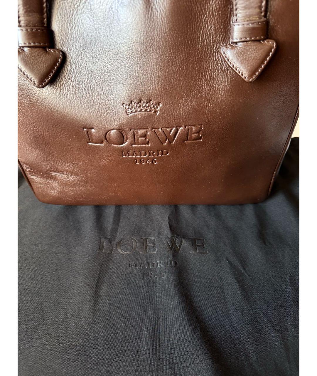 LOEWE Коричневая кожаная сумка тоут, фото 5