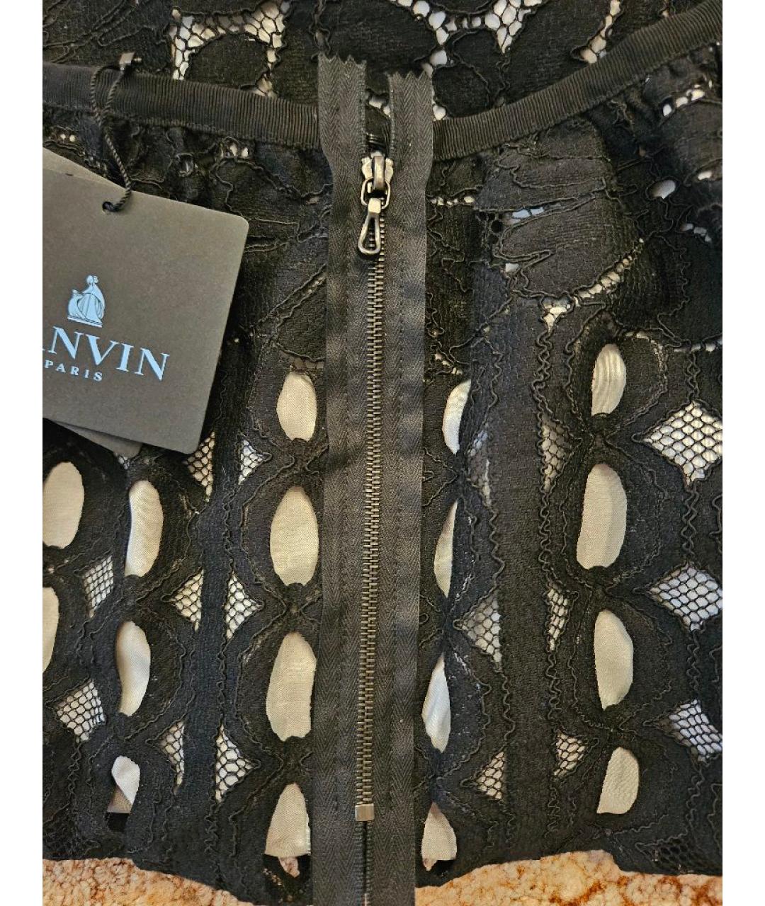 LANVIN Черная хлопковая юбка мини, фото 7
