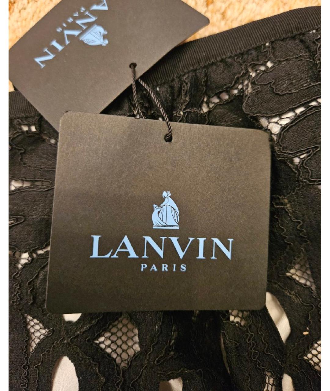 LANVIN Черная хлопковая юбка мини, фото 6