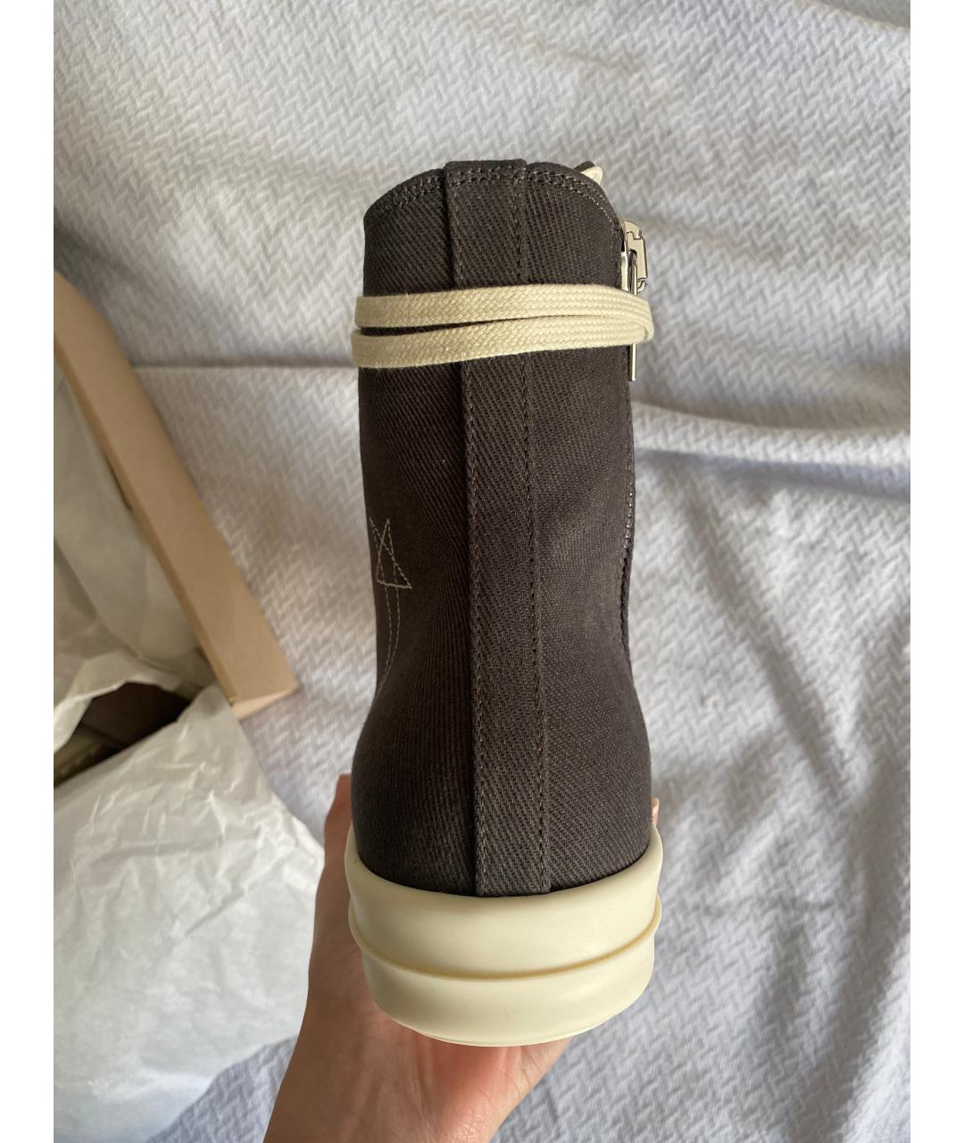 RICK OWENS DRKSHDW Серые текстильные высокие кроссовки / кеды, фото 4