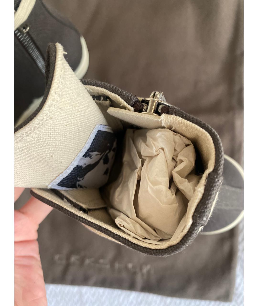 RICK OWENS DRKSHDW Серые текстильные высокие кроссовки / кеды, фото 3