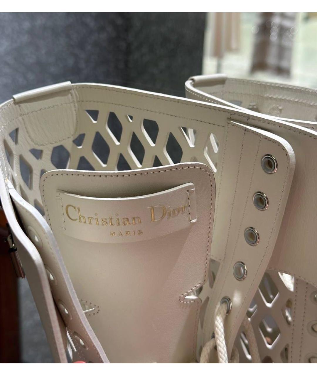 CHRISTIAN DIOR Белые кожаные сапоги, фото 7