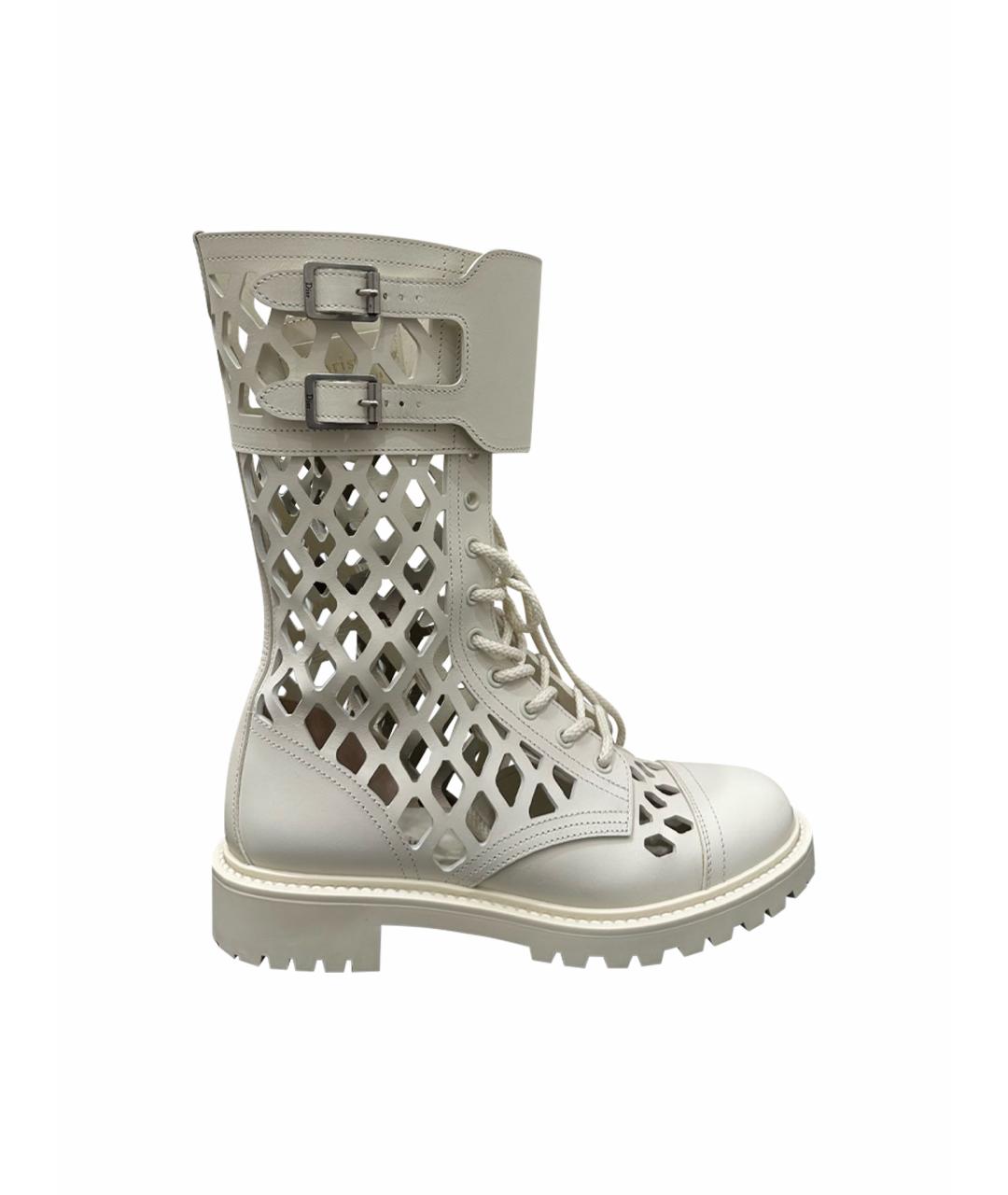 CHRISTIAN DIOR Белые кожаные сапоги, фото 1