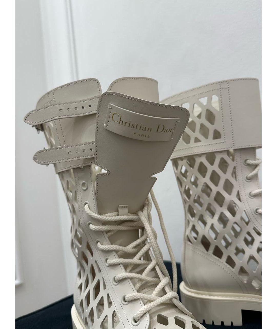 CHRISTIAN DIOR Белые кожаные сапоги, фото 3