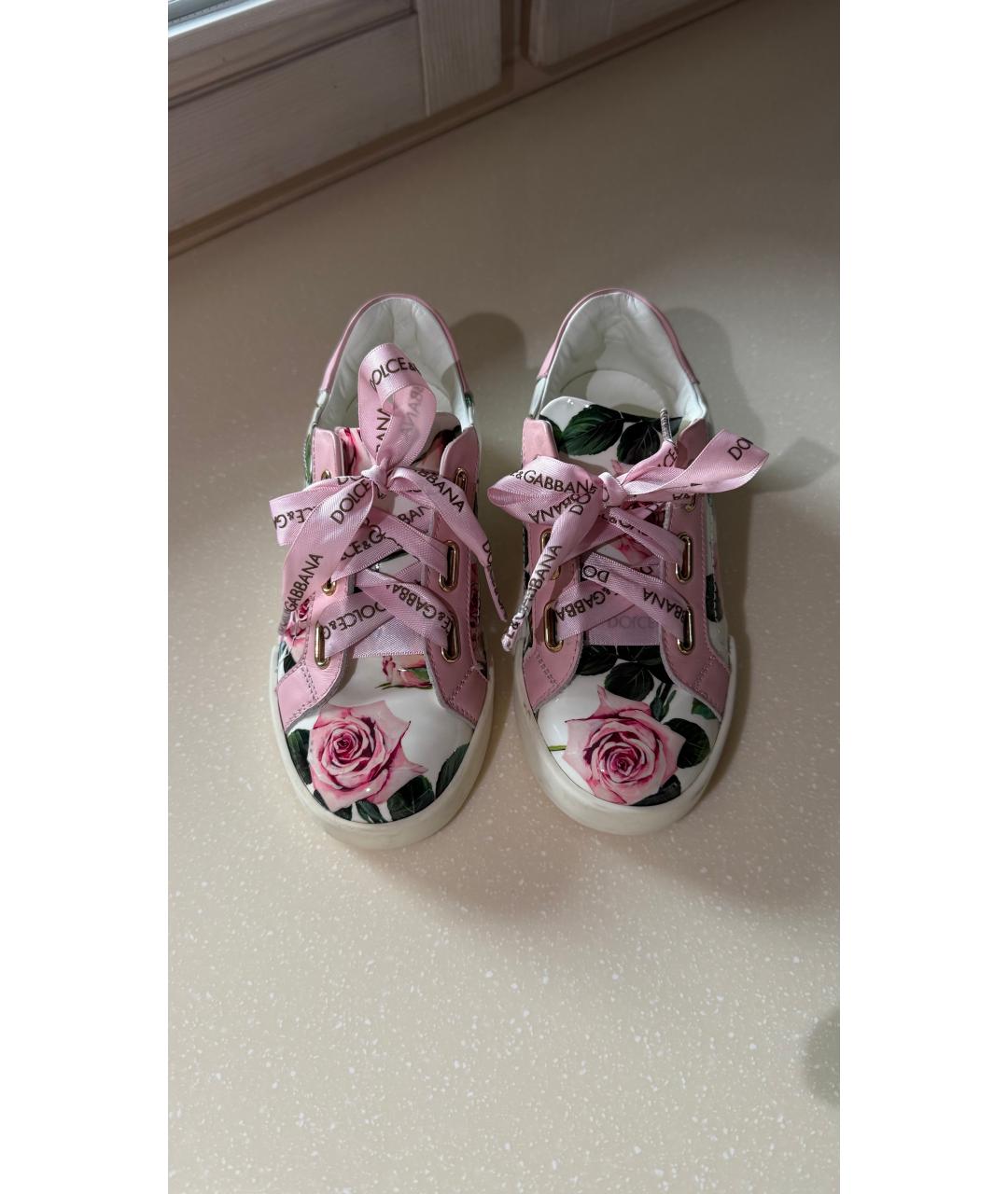 DOLCE&GABBANA Розовые кеды из лакированной кожи, фото 2