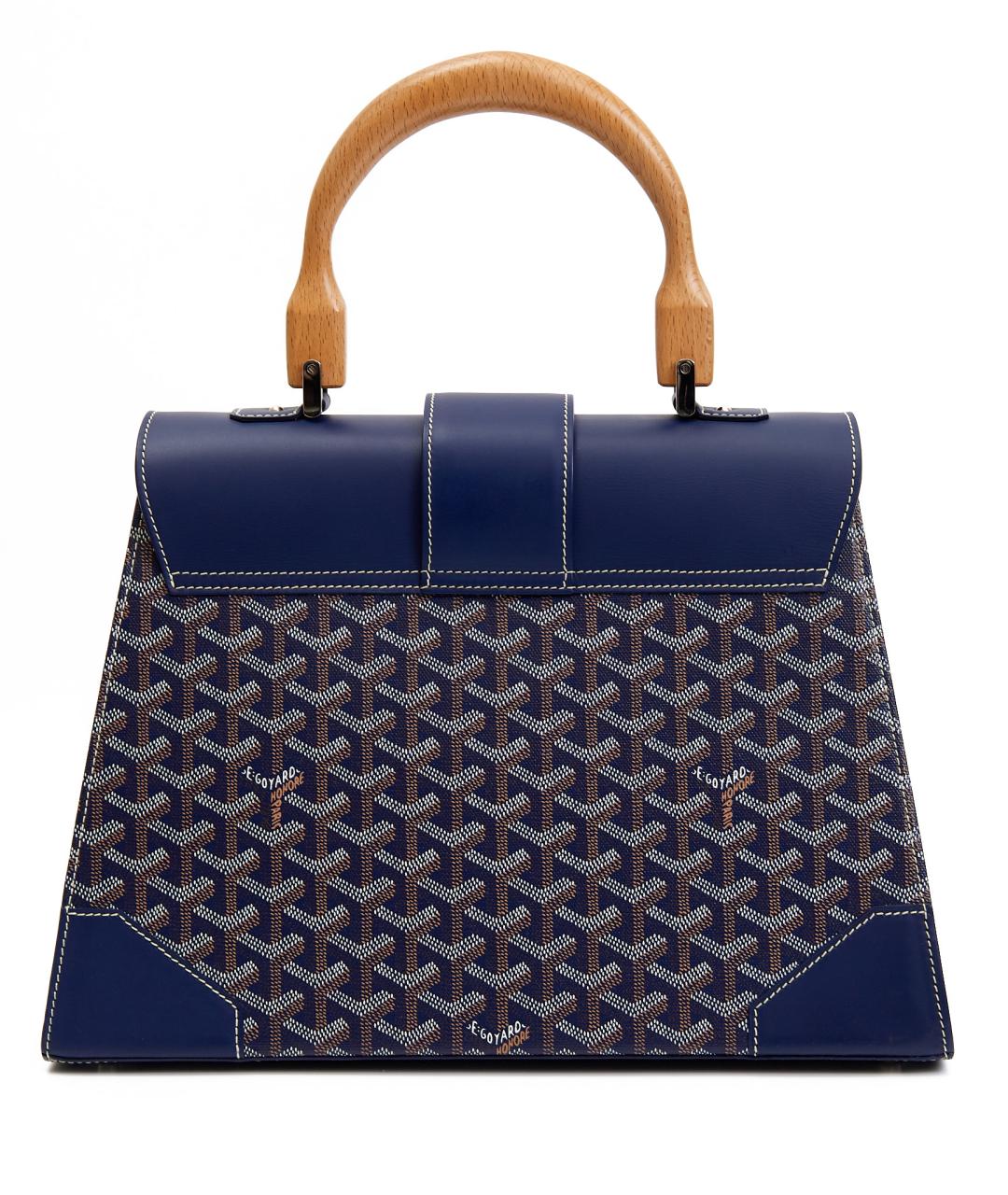 GOYARD Синяя кожаная сумка с короткими ручками, фото 6